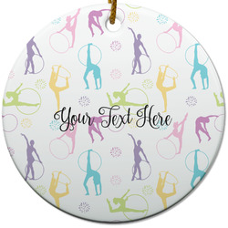 Gymnastics with Name/Text Round Ceramic Ornament
