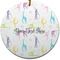 Gymnastics with Name/Text Ceramic Flat Ornament - Circle (Front)