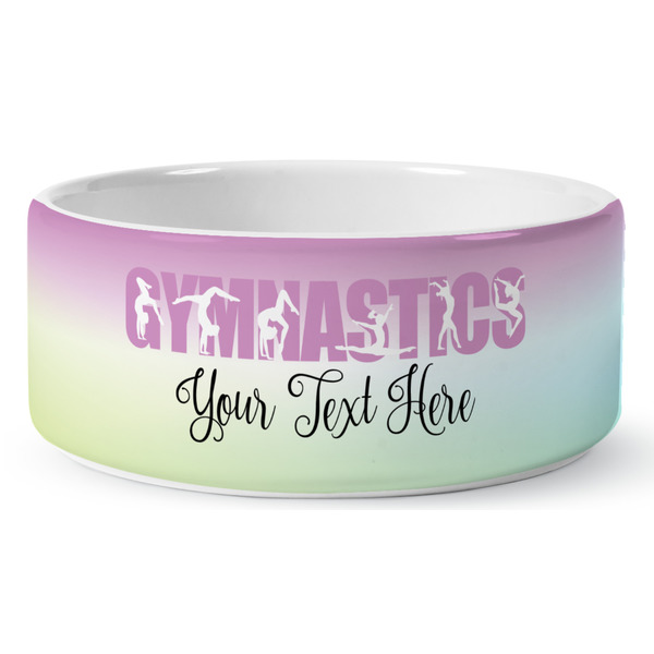 Custom Gymnastics with Name/Text Ceramic Dog Bowl - Large (Personalized)