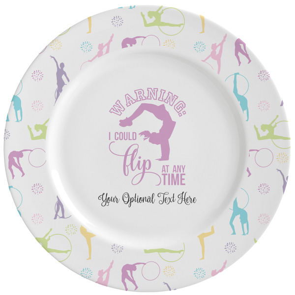 Custom Gymnastics with Name/Text Ceramic Dinner Plates (Set of 4) (Personalized)