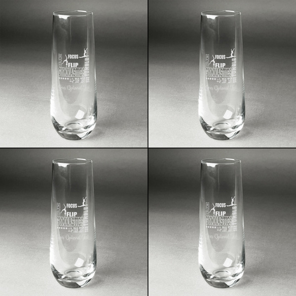 Gymnastics with Name/Text Champagne Flute - Set of 4 - Approval