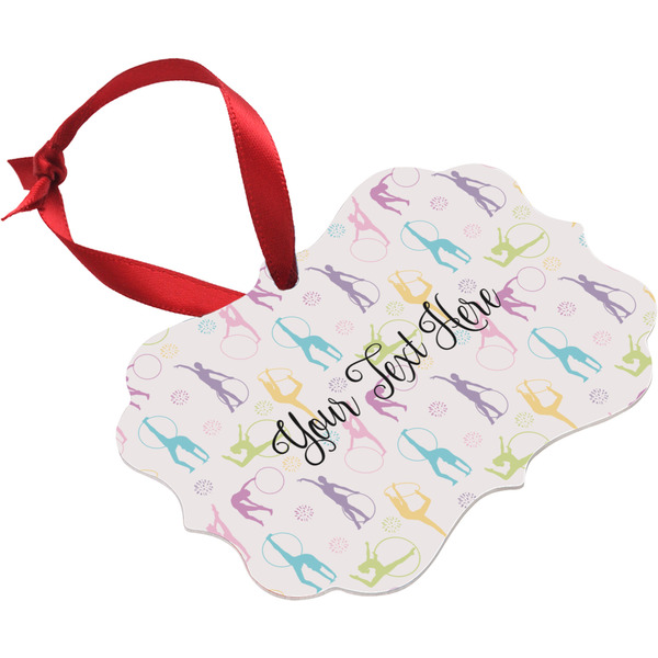 Gymnastics with Name/Text Christmas Ornament (Angle View)