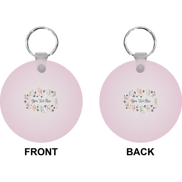 Gymnastics with Name/Text Circle Keychain (Front + Back)
