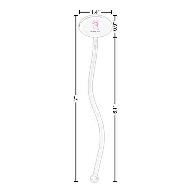 Gymnastics with Name/Text Clear Plastic 7" Stir Stick - Oval - Dimensions