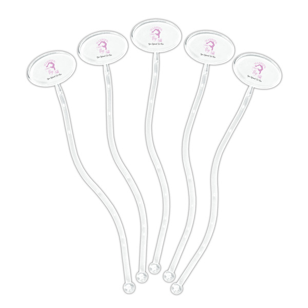 Gymnastics with Name/Text Clear Plastic 7" Stir Stick - Oval - Fan