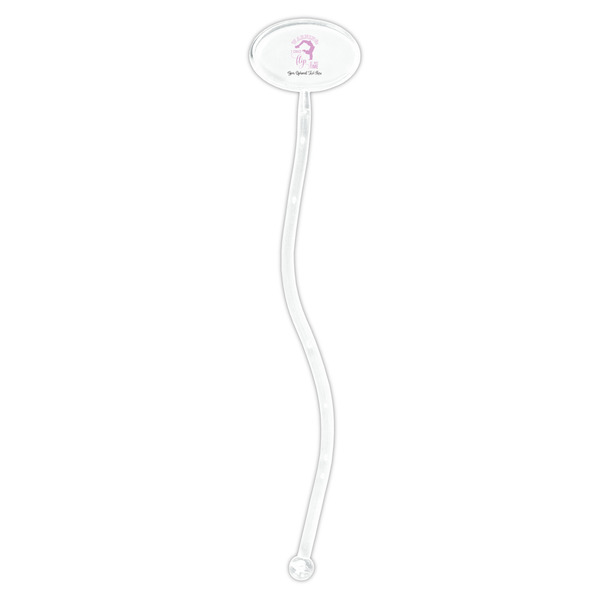 Gymnastics with Name/Text Clear Plastic 7" Stir Stick - Oval - Single Stick