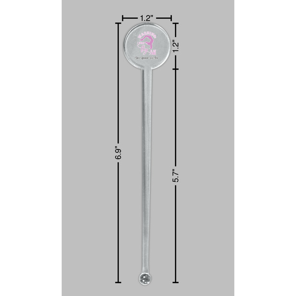Gymnastics with Name/Text Clear Plastic 7" Stir Stick - Round - Dimensions