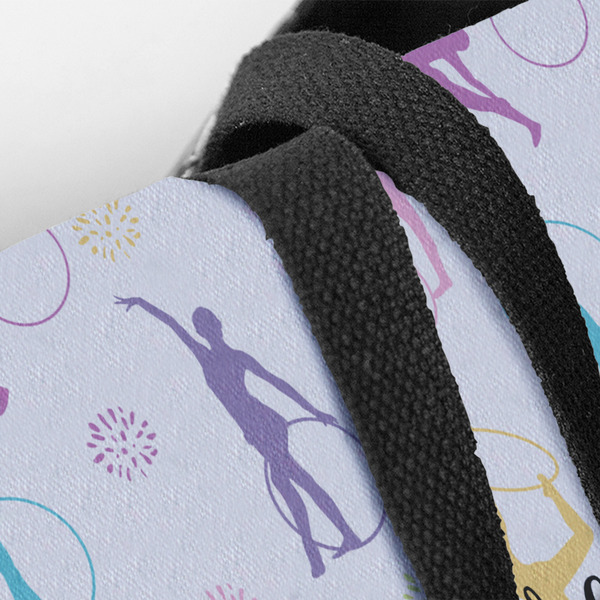 Gymnastics with Name/Text Closeup of Tote w/Black Handles