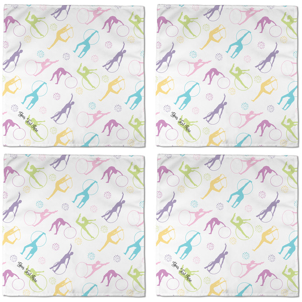 Gymnastics with Name/Text Cloth Napkins - Personalized Dinner (APPROVAL) Set of 4