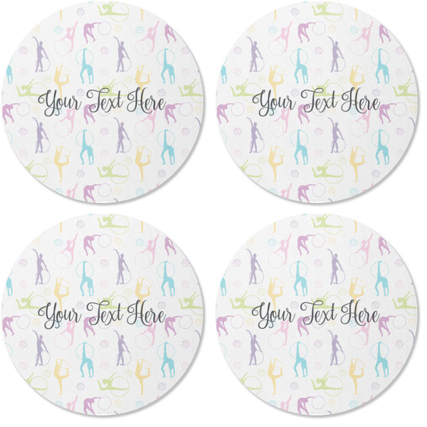 Gymnastics with Name/Text Coaster Round Rubber Back - Apvl
