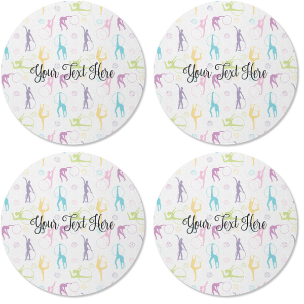 Gymnastics with Name/Text Coaster Round Rubber Back - Apvl