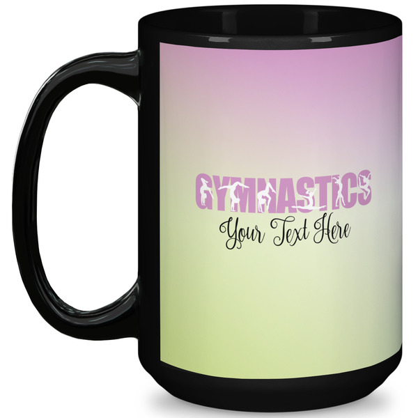 Custom Gymnastics with Name/Text 15 Oz Coffee Mug - Black