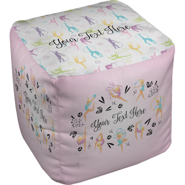 Custom Gymnastics with Name/Text Cube Pouf Ottoman - 18" (Personalized)