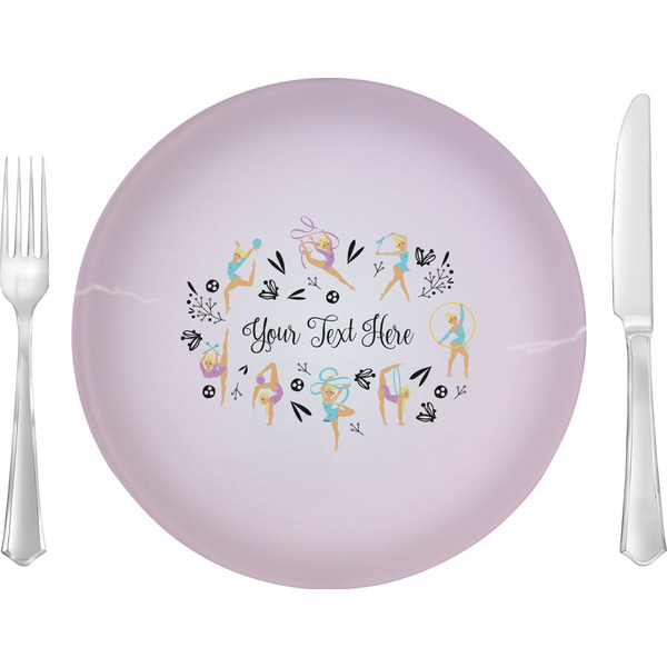 Custom Gymnastics with Name/Text 10" Glass Lunch / Dinner Plates - Single or Set (Personalized)