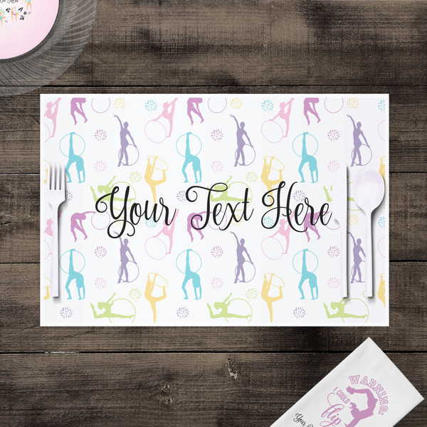 Gymnastics with Name/Text Disposable Paper Placemat - In Context