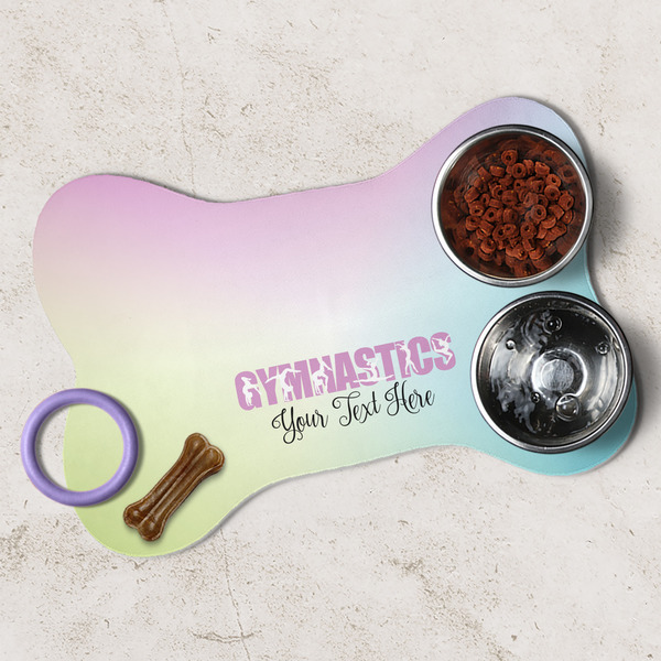 Gymnastics with Name/Text Dog Bone Shaped Mat Lifestyle