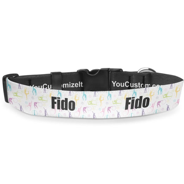 Custom Gymnastics with Name/Text Deluxe Dog Collar - Medium (11.5" to 17.5") (Personalized)