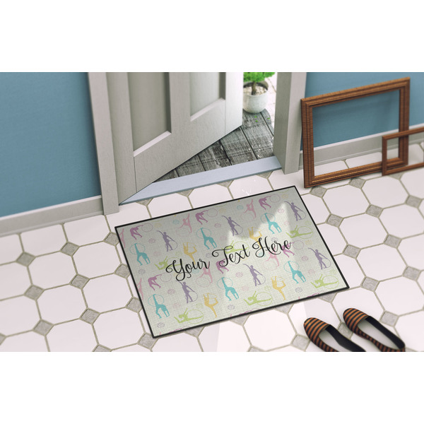 Gymnastics with Name/Text Door Mat Lifestyle