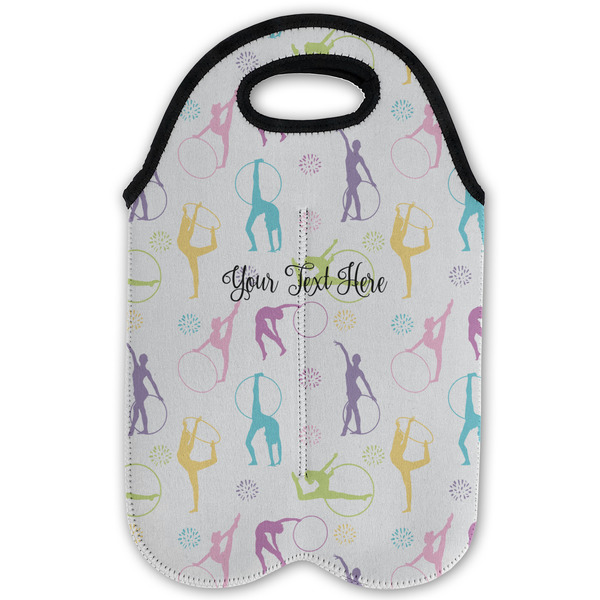 Gymnastics with Name/Text Double Wine Tote - Flat (new)
