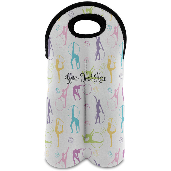Custom Gymnastics with Name/Text Wine Tote Bag (2 Bottles) (Personalized)
