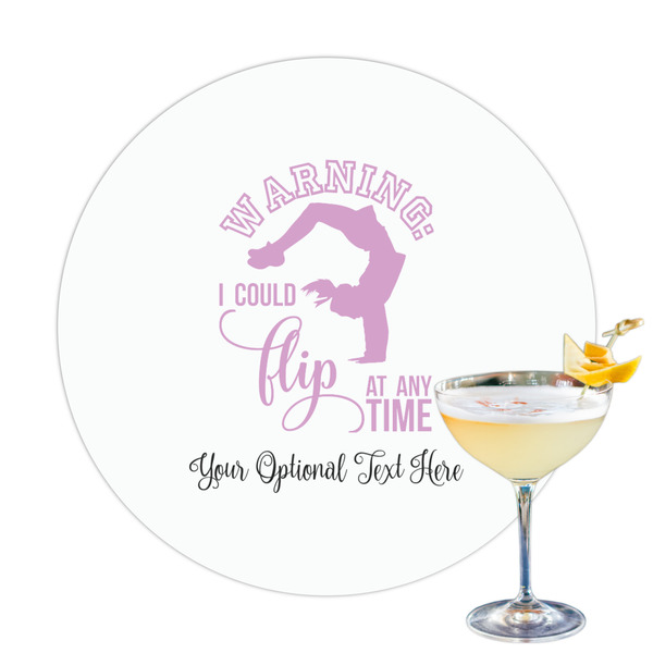 Custom Gymnastics with Name/Text Printed Drink Topper - 3.25"
