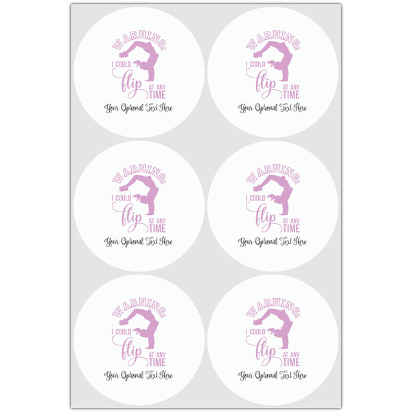 Gymnastics with Name/Text Drink Topper - XLarge - Set of 6