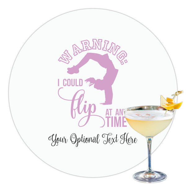 Custom Gymnastics with Name/Text Printed Drink Topper - 3.5"
