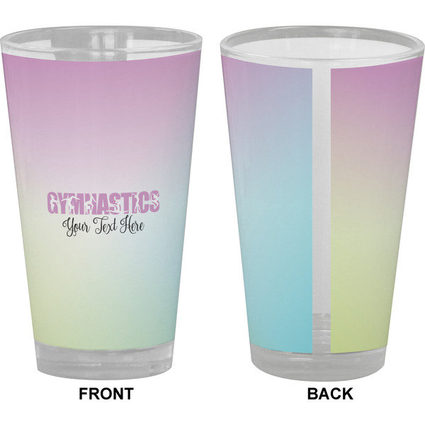 Gymnastics with Name/Text Pint Glass - Full Color - Front & Back Views