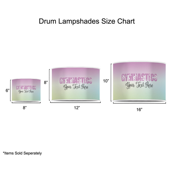 Gymnastics with Name/Text Drum Lampshades - Sizing Chart