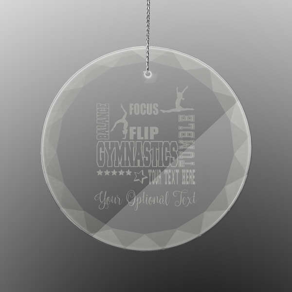 Custom Gymnastics with Name/Text Engraved Glass Ornament - Round