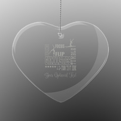 Gymnastics with Name/Text Engraved Glass Ornament - Heart