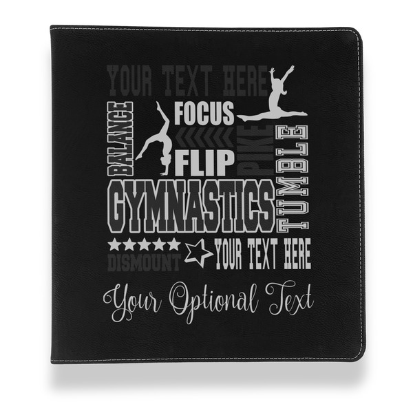 Custom Gymnastics with Name/Text Leather Binder - 1" - Black