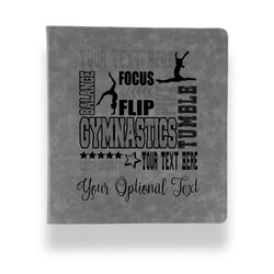 Gymnastics with Name/Text Leather Binder - 1" - Grey