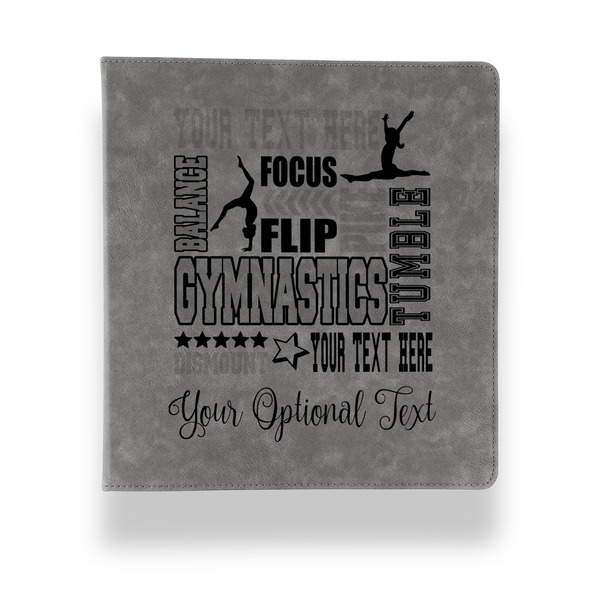 Custom Gymnastics with Name/Text Leather Binder - 1" - Grey