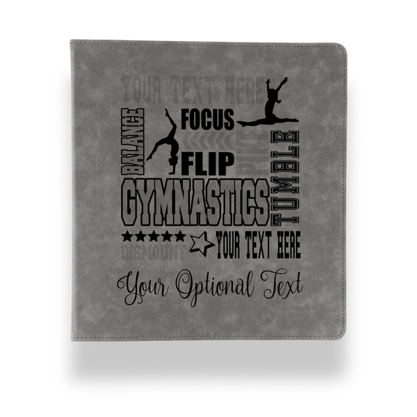 Gymnastics with Name/Text Leather Binder - 1" - Grey - Front View
