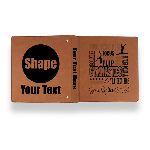 Gymnastics with Name/Text Leather Binder - 1" - Rawhide - Back Spine Front View