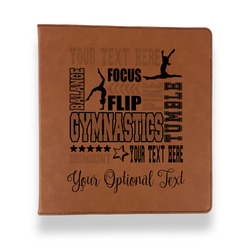 Gymnastics with Name/Text Leather Binder - 1" - Rawhide