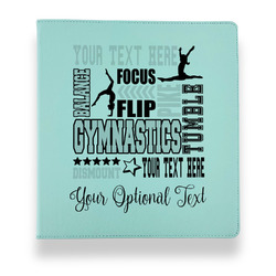 Gymnastics with Name/Text Leather Binder - 1" - Teal
