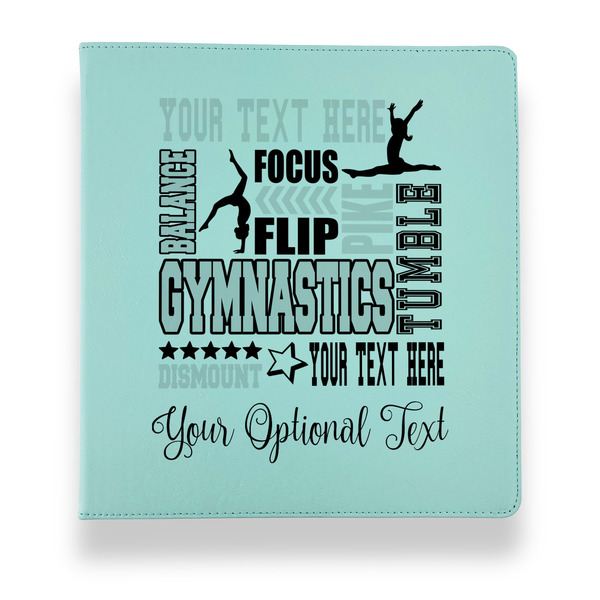 Gymnastics with Name/Text Leather Binders - 1" - Teal - Front View