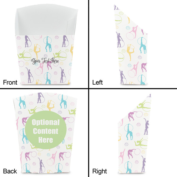 Gymnastics with Name/Text French Fry Favor Box - Front & Back View