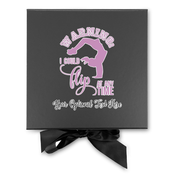Gymnastics with Name/Text Gift Boxes with Magnetic Lid - Black - Approval
