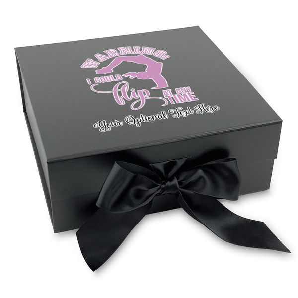 Custom Gymnastics with Name/Text Gift Box with Magnetic Lid - Black