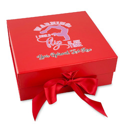 Gymnastics with Name/Text Gift Box with Magnetic Lid - Red