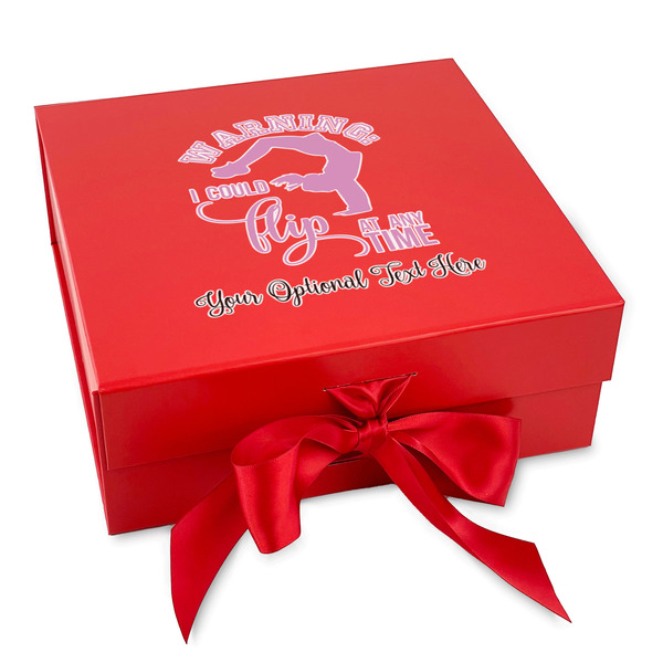 Custom Gymnastics with Name/Text Gift Box with Magnetic Lid - Red