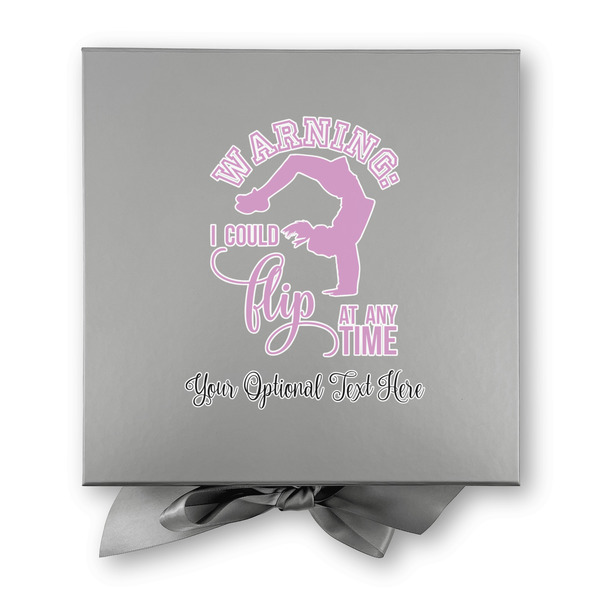 Gymnastics with Name/Text Gift Boxes with Magnetic Lid - Silver - Approval