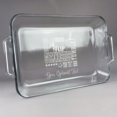 Custom Gymnastics with Name/Text Glass Baking and Cake Dish