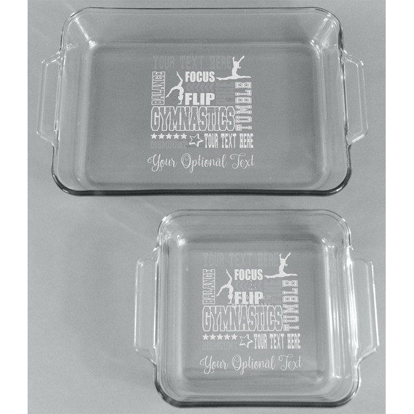 Gymnastics with Name/Text Glass Baking Dish Set - FRONT