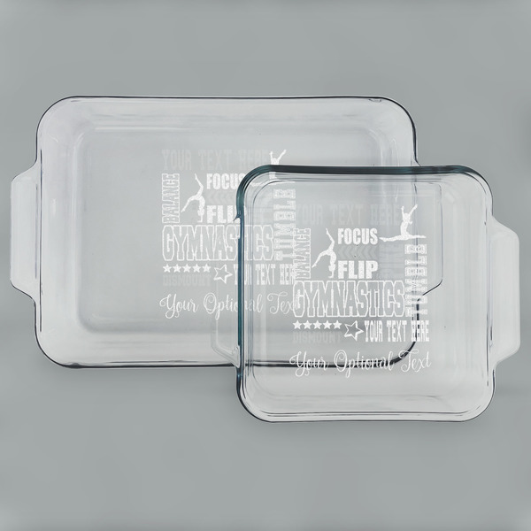 Gymnastics with Name/Text Glass Baking Dish Set - MAIN (set)