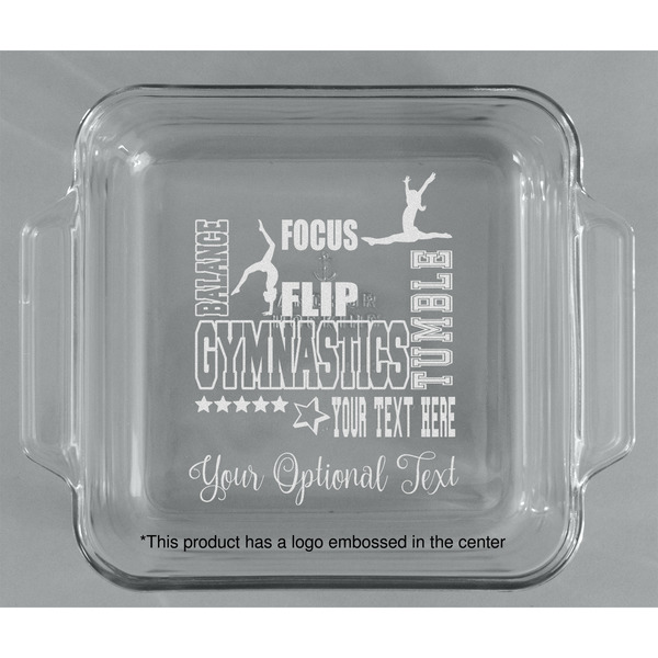 Gymnastics with Name/Text Glass Cake Dish - APPROVAL (8x8)