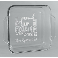 Gymnastics with Name/Text Glass Cake Dish - 8in x 8in